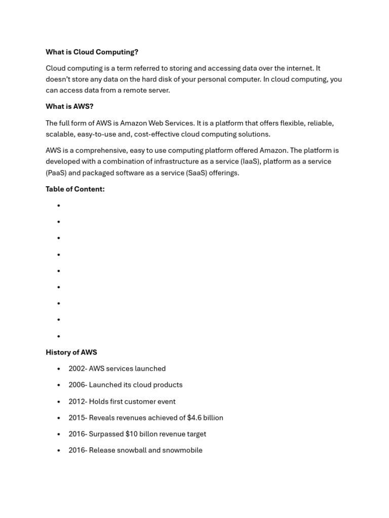 Introduction to Cloud Computing & AWS | PDF | Cloud Computing | Amazon ...