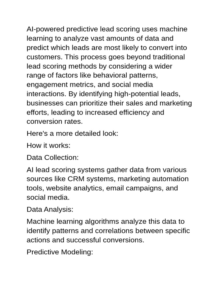 AI Lead Scoring for Sales Optimization | PDF | Artificial Intelligence ...