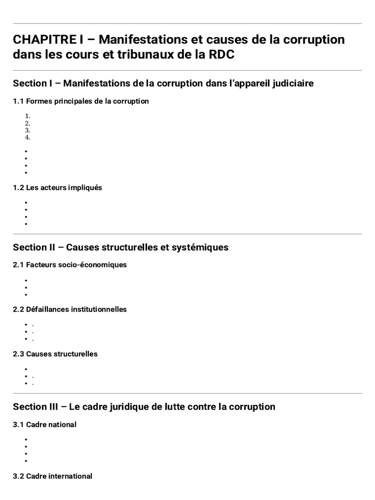 Corruption dans la justice en RDC : causes et manifestations | PDF