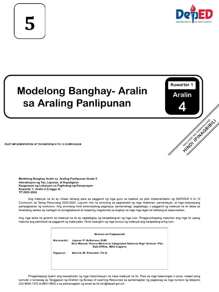 F2 Q1 LE AP 5 Lesson 4 Week 4 | PDF