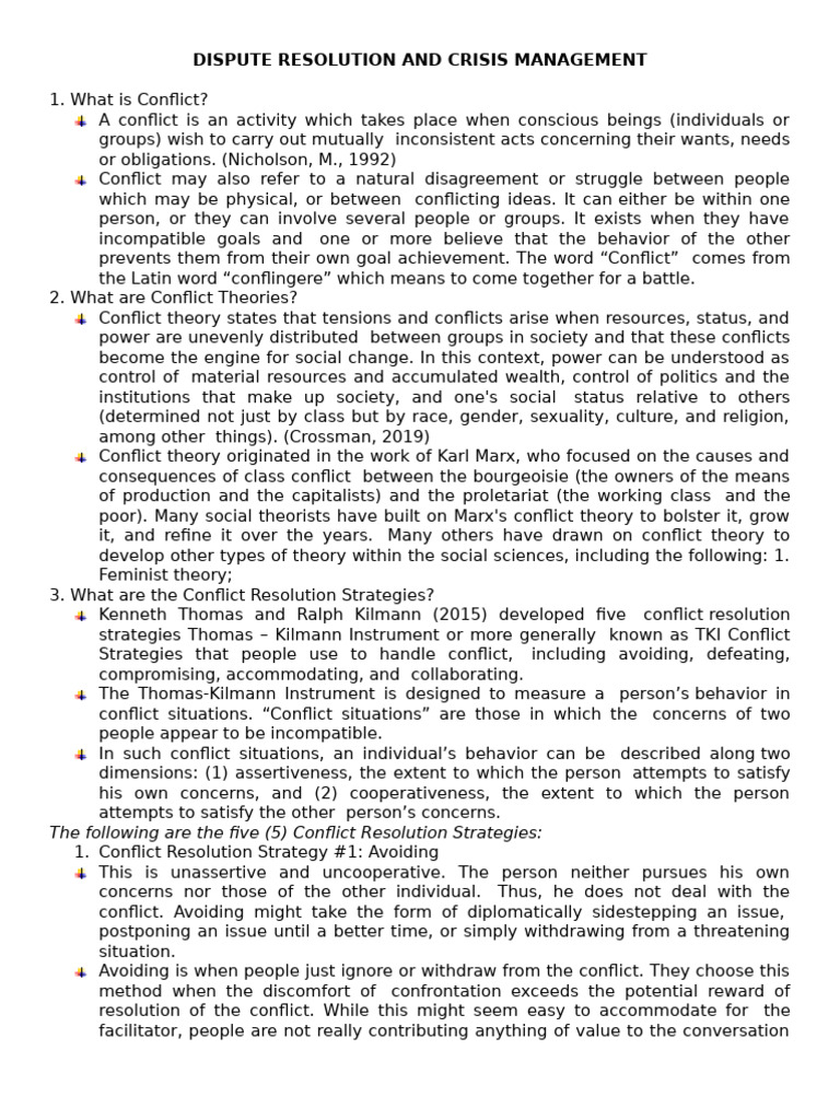 Dispute Recolution and Crisis Management | PDF | Alternative Dispute ...