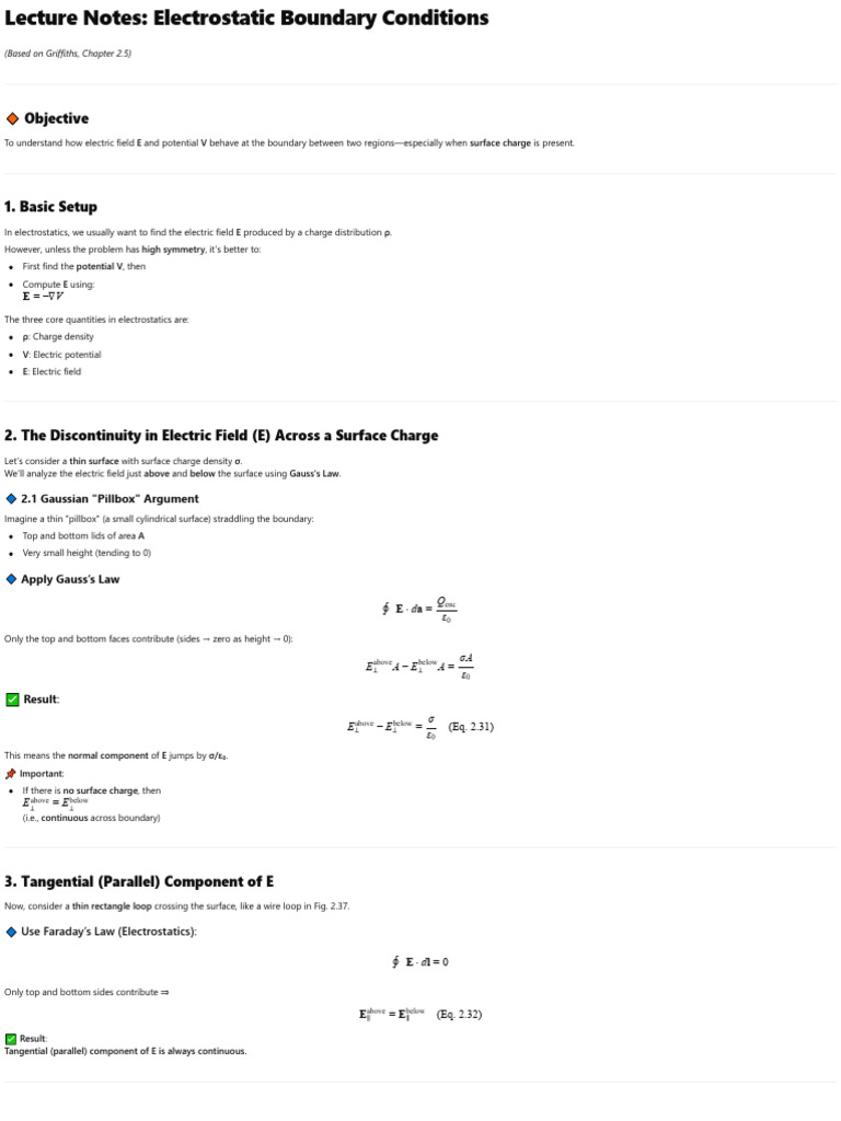 Electrostatic Boundary Conditions Explained | PDF | Electric Field ...