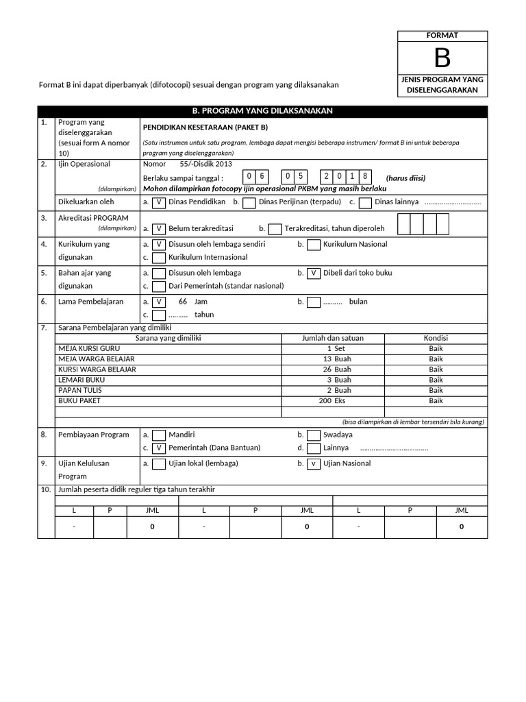 Format Program Pendidikan Kesetaraan | PDF