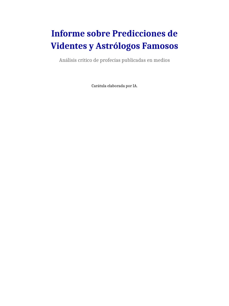 Análisis de Predicciones de Videntes | PDF | Nostradamus