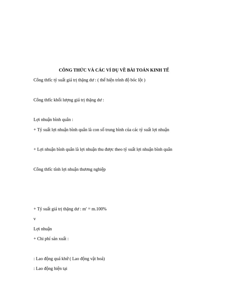 Cong Thuc KTCT Chinh Sua | PDF