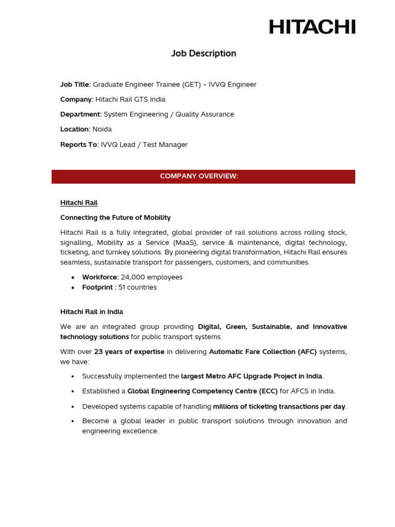 Graduate Engineer Trainee Job at Hitachi | PDF | Systems Engineering ...