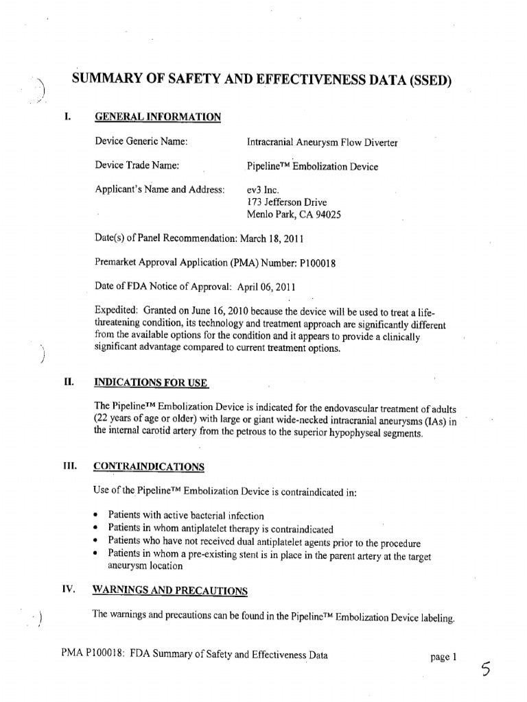 Pipeline Embolization Device SSED Summary | PDF | Strength Of Materials ...