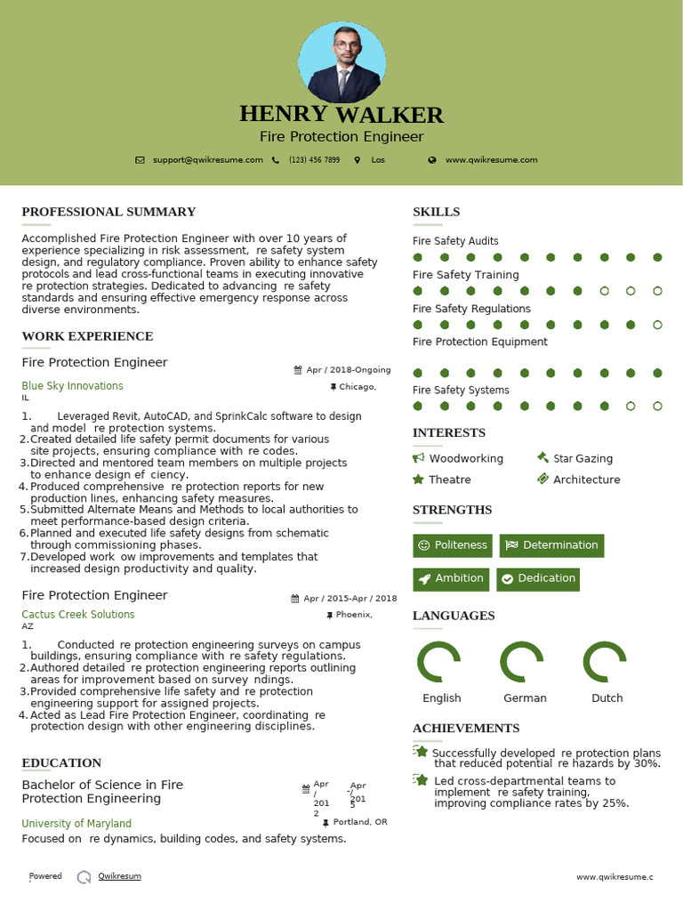 Fire Protection Engineer Resume Summary | PDF | Safety | Fire Safety