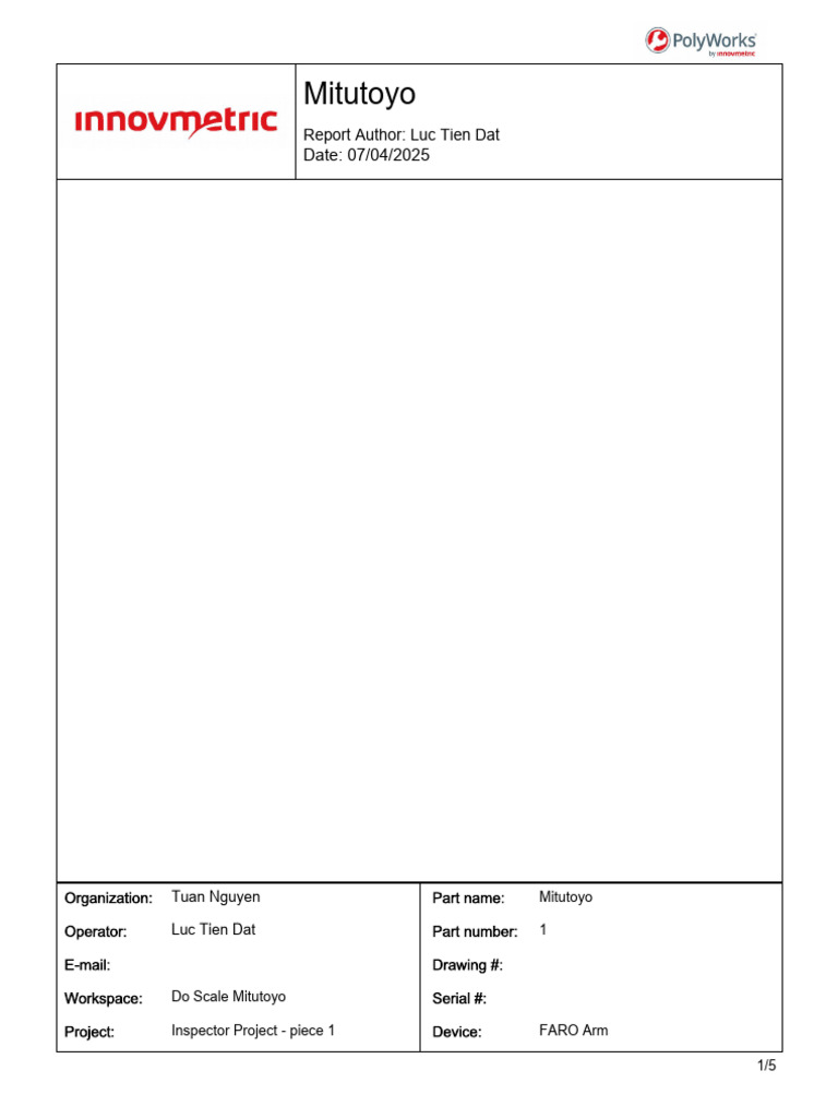 Mitutoyo FARO Arm Inspection Report | PDF