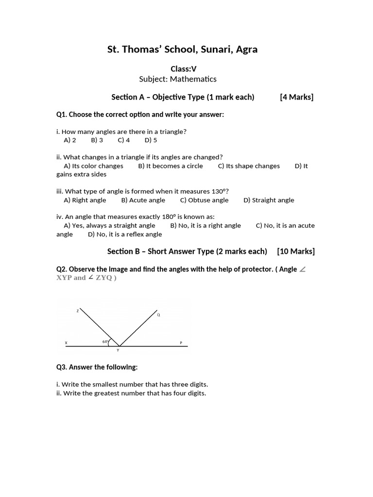 Class 5 Maths: Angles and Shapes Notes | PDF