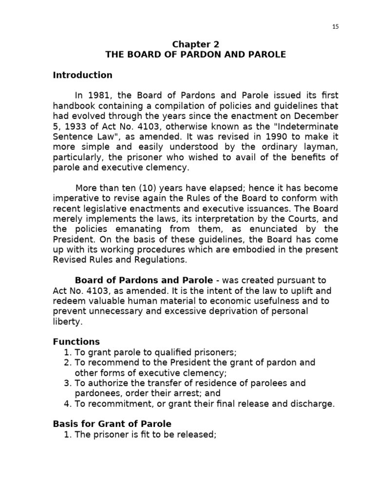 Board of Pardons and Parole Overview | PDF | Pardon | Parole