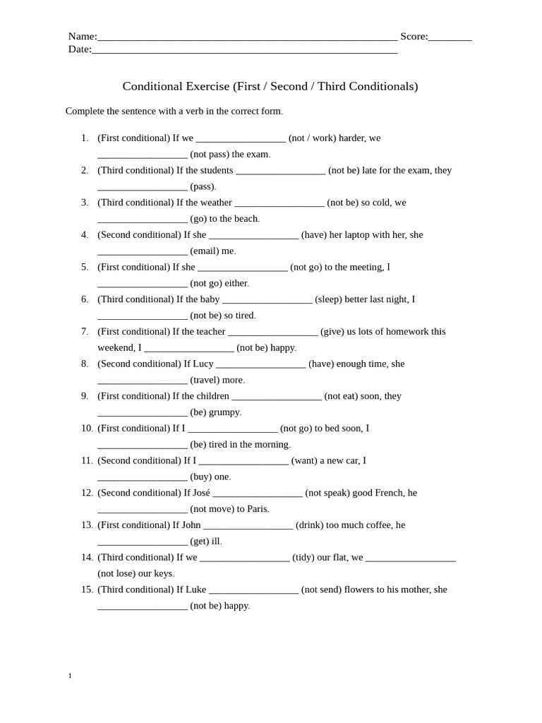 First Second Third Conditional Exercise | PDF | Chess Openings | Chess