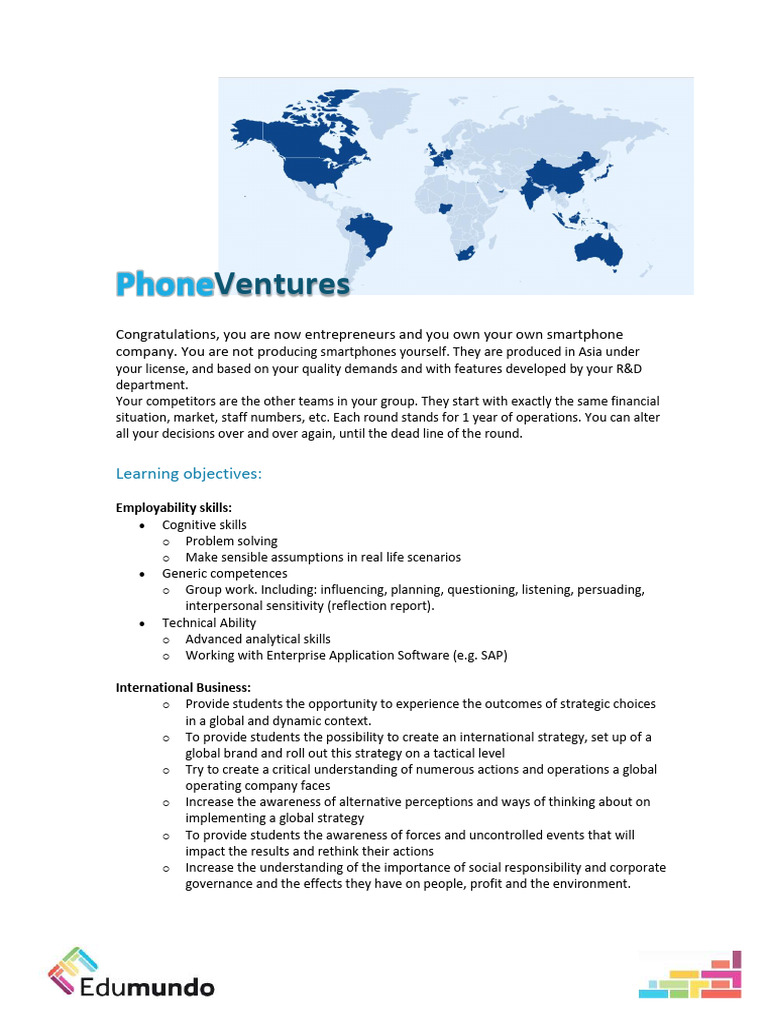 Phone Ventures: Entrepreneurial Simulation Guide | PDF | Cognition ...