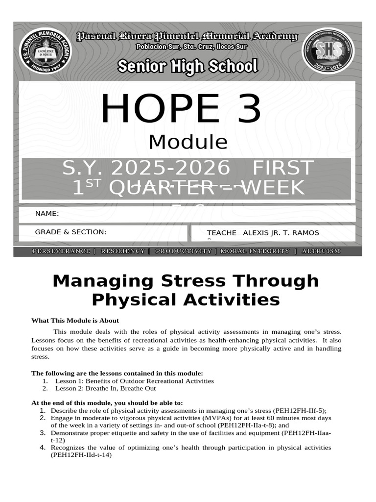 Stress Management Through Physical Activity | PDF | Stress (Biology ...