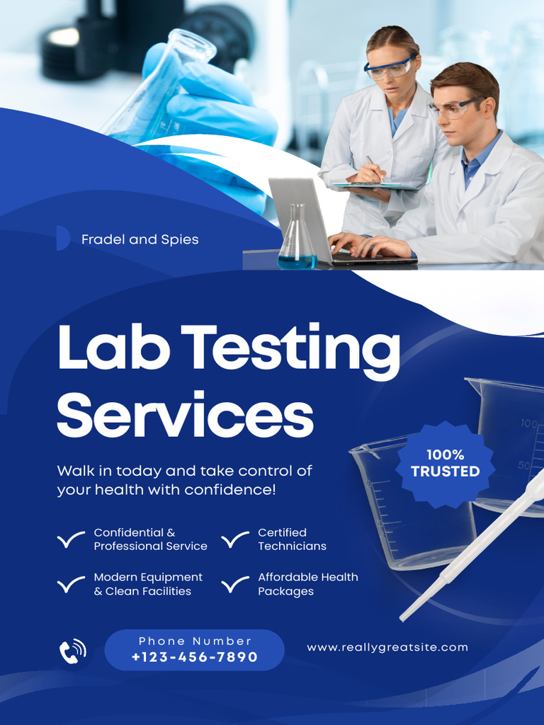 Blue and White Modern Lab Testing Services Poster | PDF