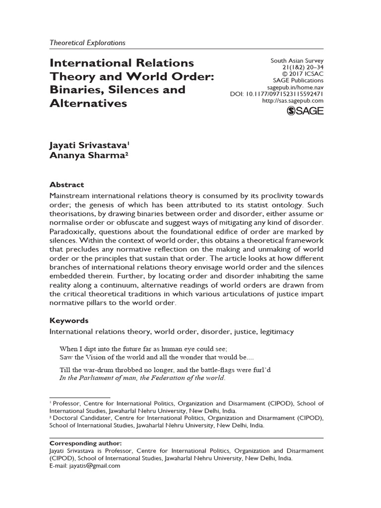 International Relations Theory and The New World Order | PDF ...