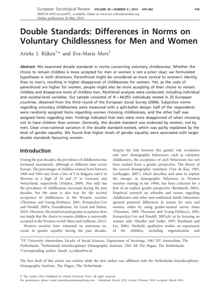 Gender Norms in Childlessness Choices | PDF | Multilevel Model | Gender
