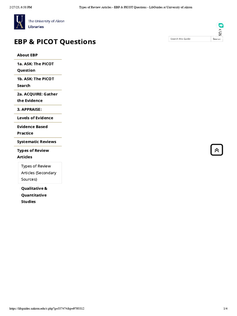 Types of Review Articles - EBP & PICOT Questions - LibGuides at ...