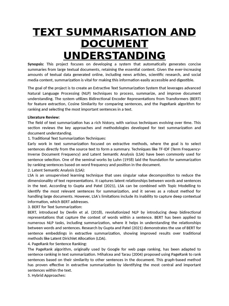 BERT-Based Extractive Text Summarization | PDF | Information Science ...