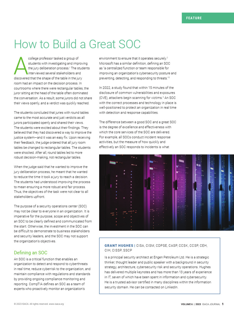 How To Build A Great SOC Joa Eng 1123 | PDF | Computer Security | Security