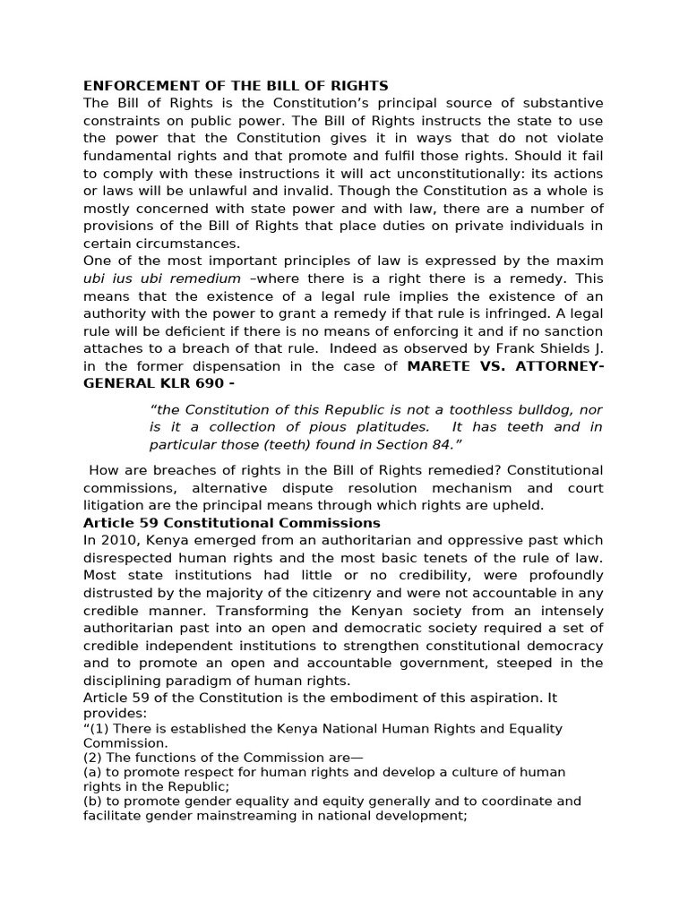 Enforcing Kenya's Bill of Rights | PDF | Amicus Curiae | Government