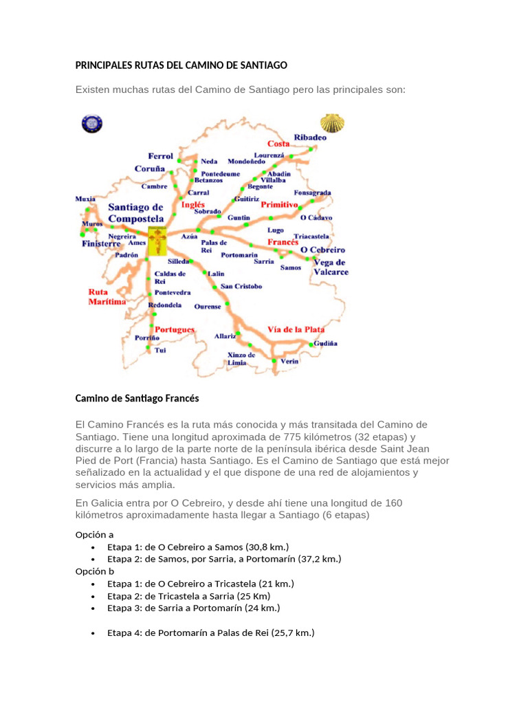 Principales Rutas del Camino de Santiago | PDF | Camino de santiago