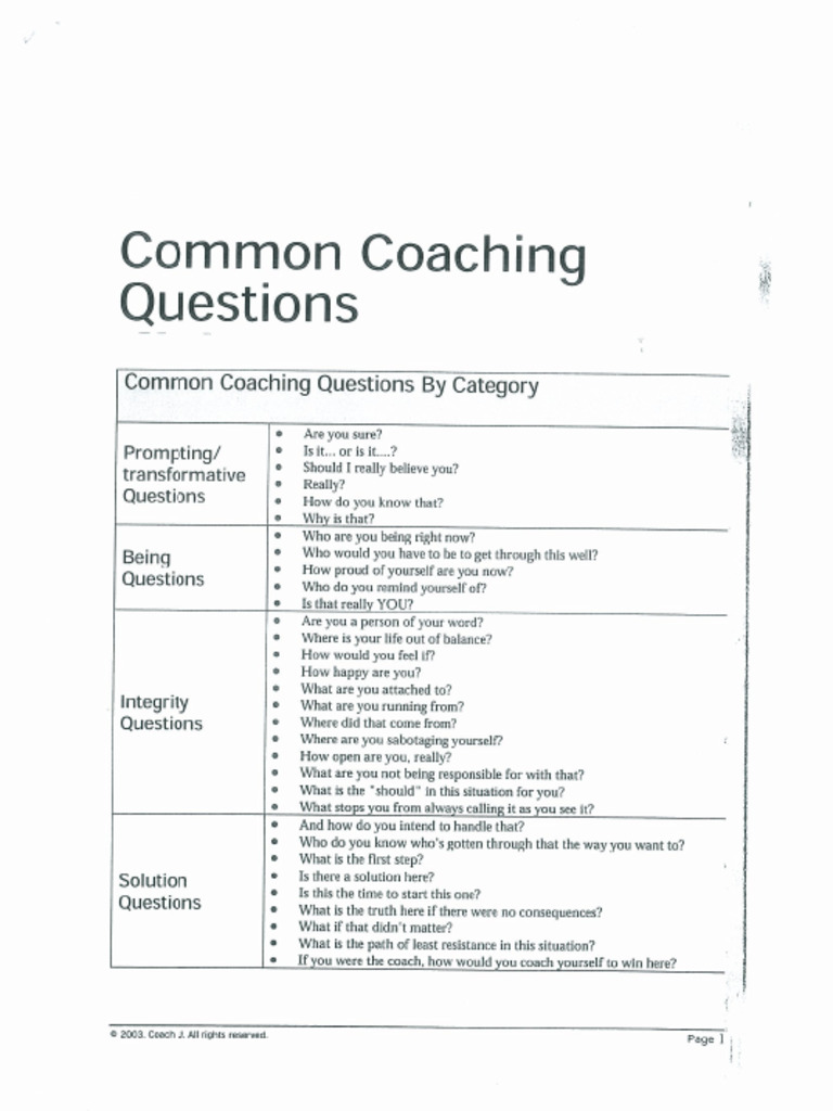 Coaching Questions-Slide 30 | PDF