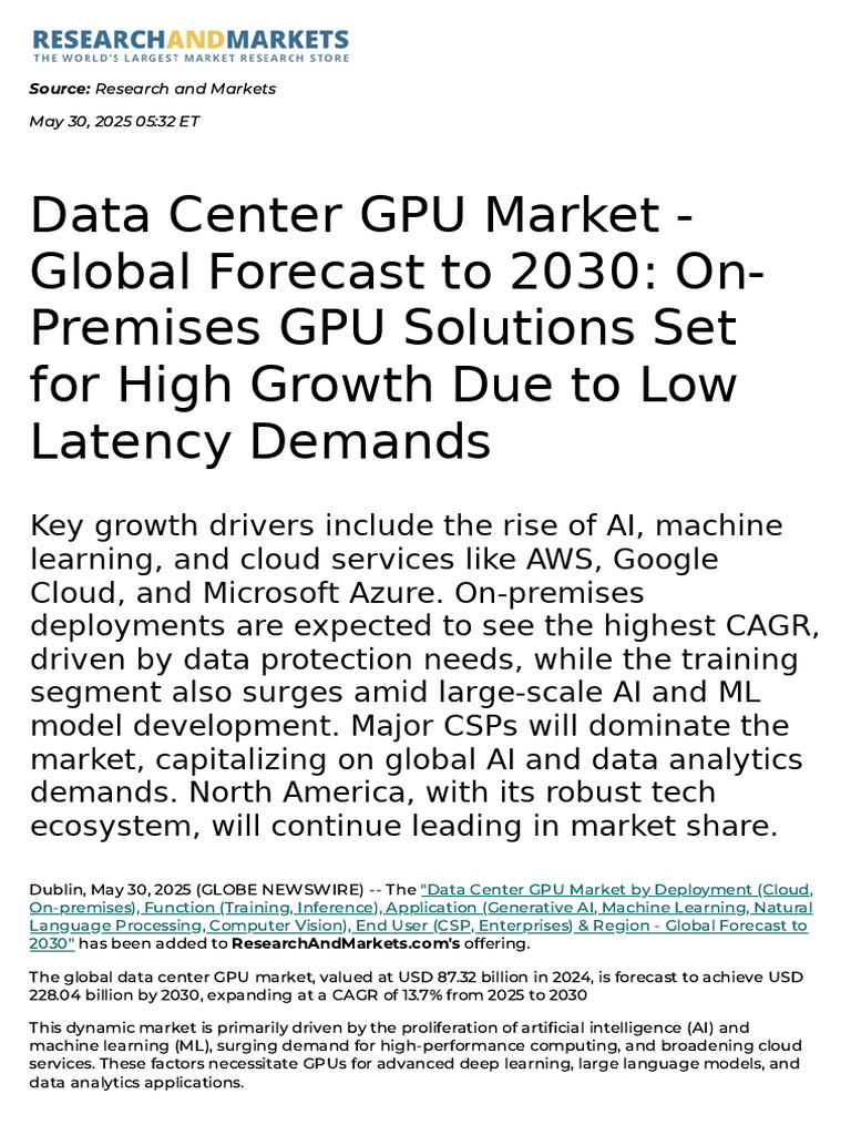 Data Center Gpu Market Global Forecast To 2030 On | PDF | Artificial ...