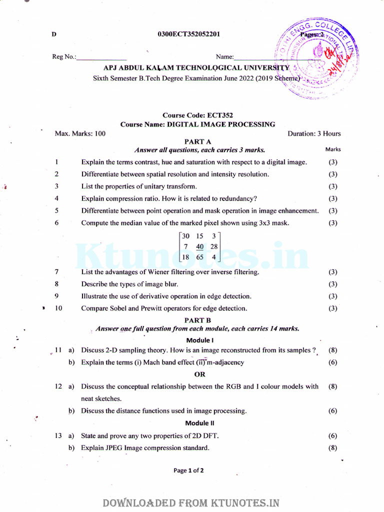 Digital Image Processing Exam Guide | PDF | Image Segmentation ...