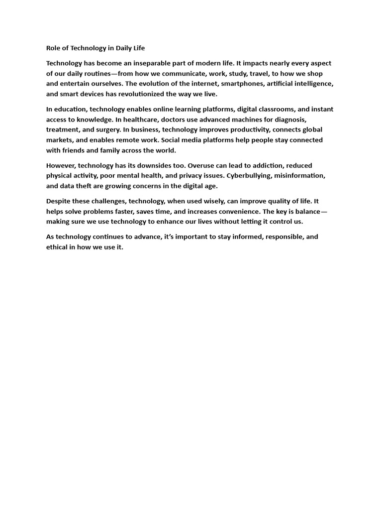 Impact of Technology on Daily Life | PDF