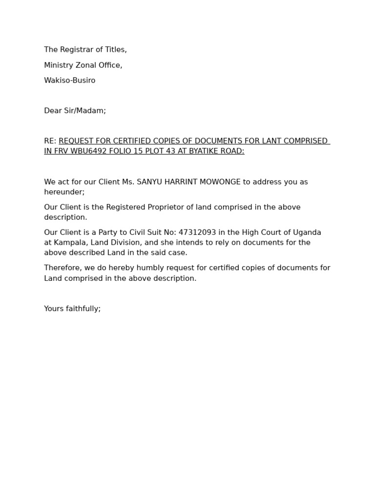 Request for Land Document Copies | PDF