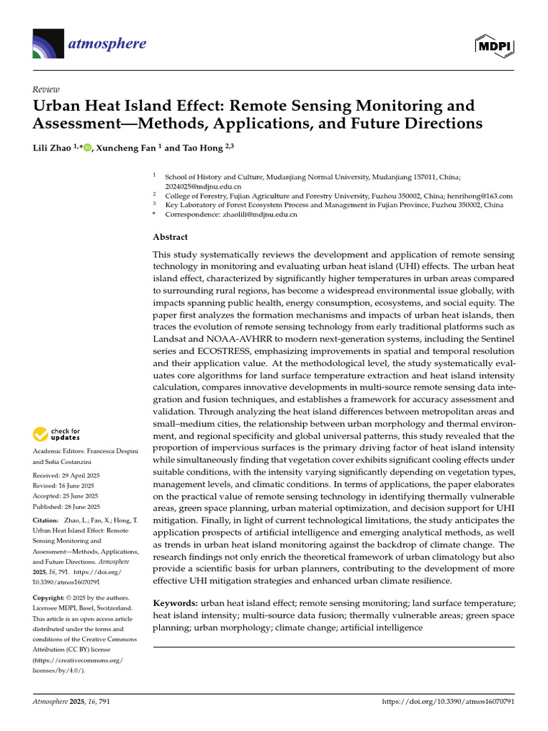 Atmosphere 16 00791 | PDF | Remote Sensing | Greenhouse Effect