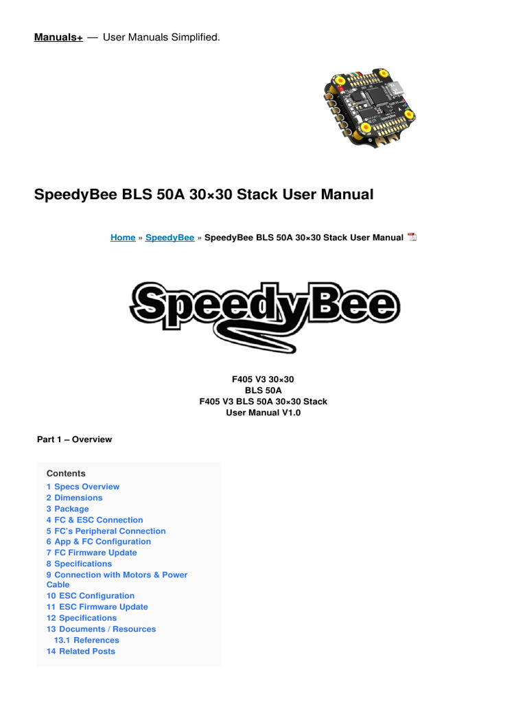 SpeedyBee BLS 50A Pinout Guide | PDF | Booting | Computer Science