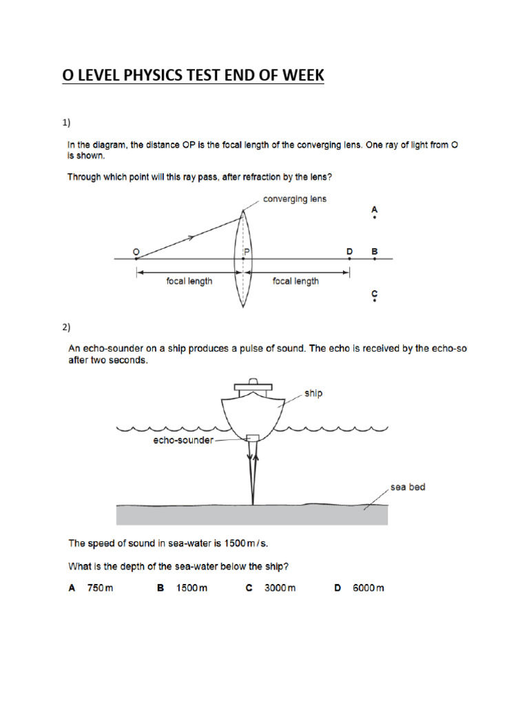 O Level Physics Test End of Week | PDF