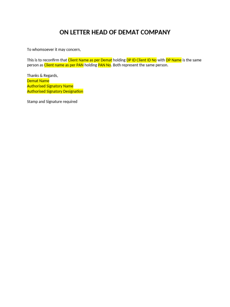 CML Statement Confirmation for Demat Account | PDF