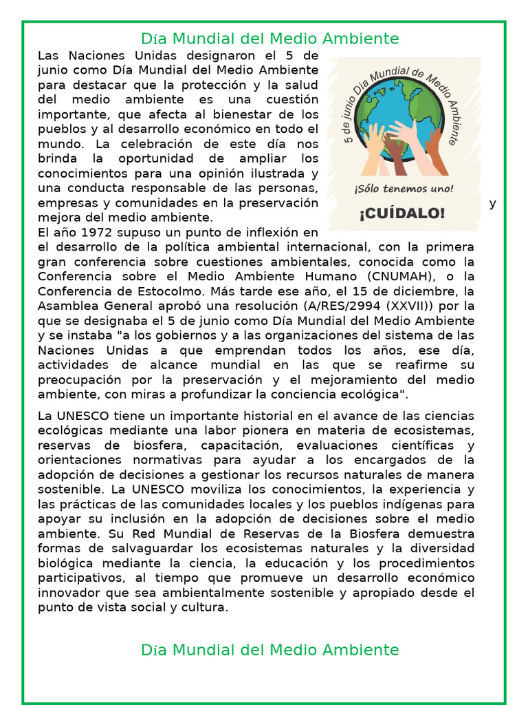 Día Mundial del Medio Ambiente 2023 | PDF | Entorno natural ...