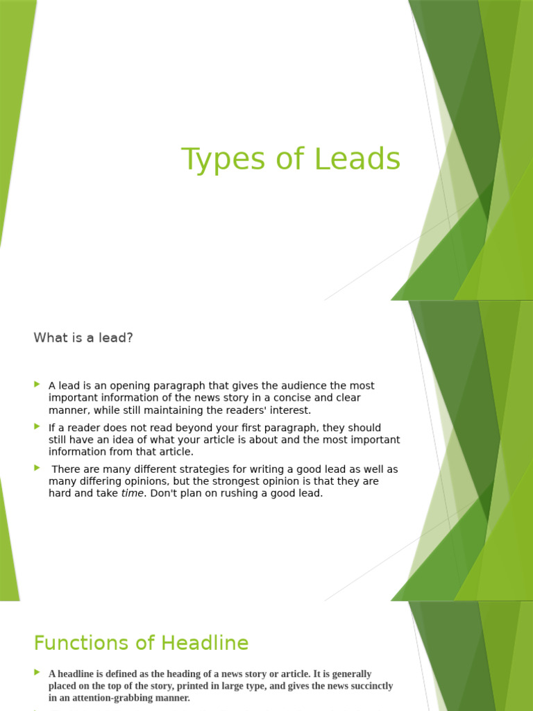 Types of Leads in Journalism | PDF | News