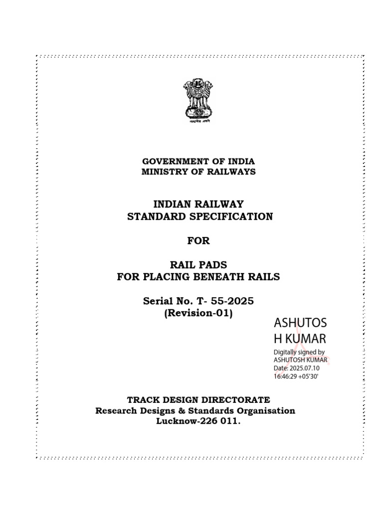 Rail Pad Specification for Indian Railways | PDF | Materials | Building ...