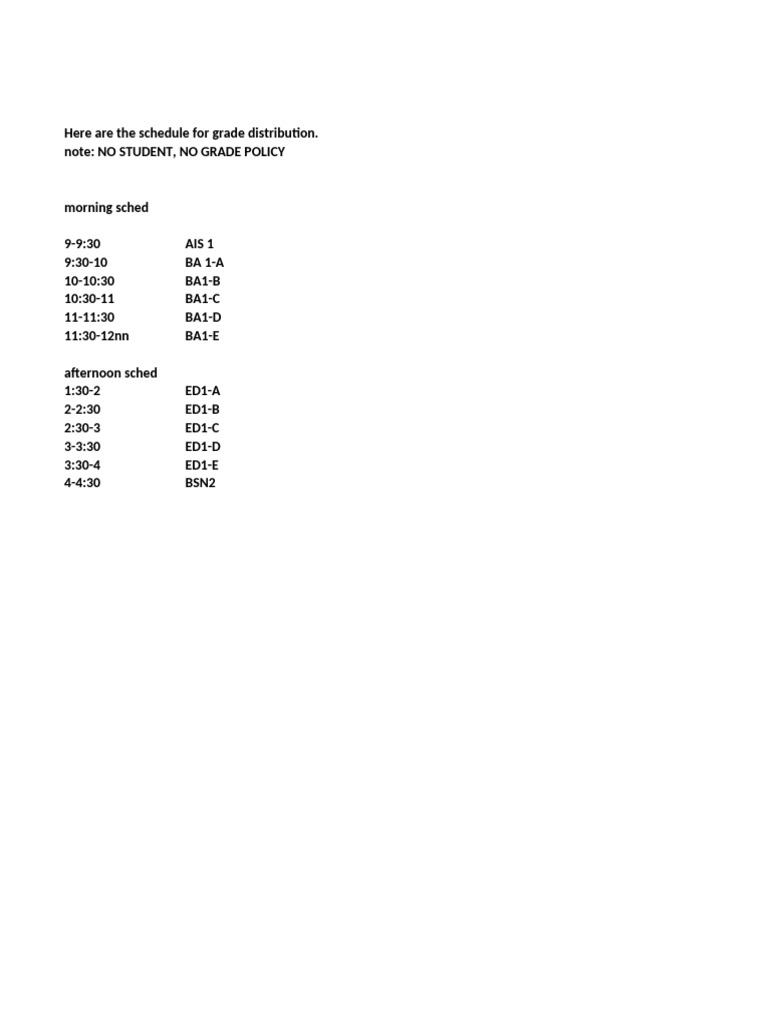 Grade Distribution Schedule 2023 | PDF
