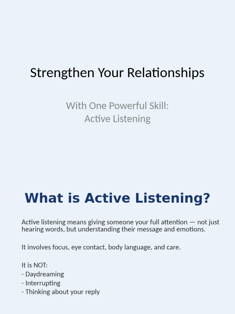 Active Listening Enhanced With Images | PDF