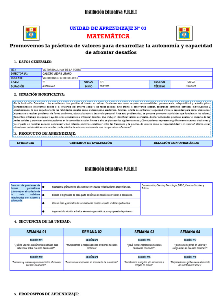Plan de Aprendizaje en Matemáticas 2025 | PDF | Geometría | Aprendizaje