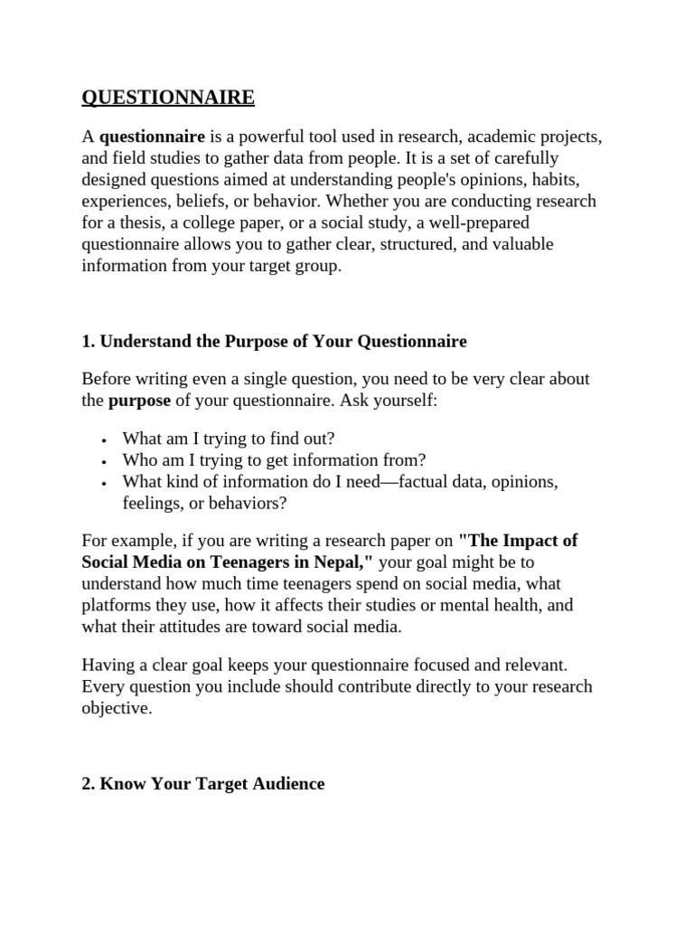 Creating Effective Questionnaires | PDF | Questionnaire | Adolescence
