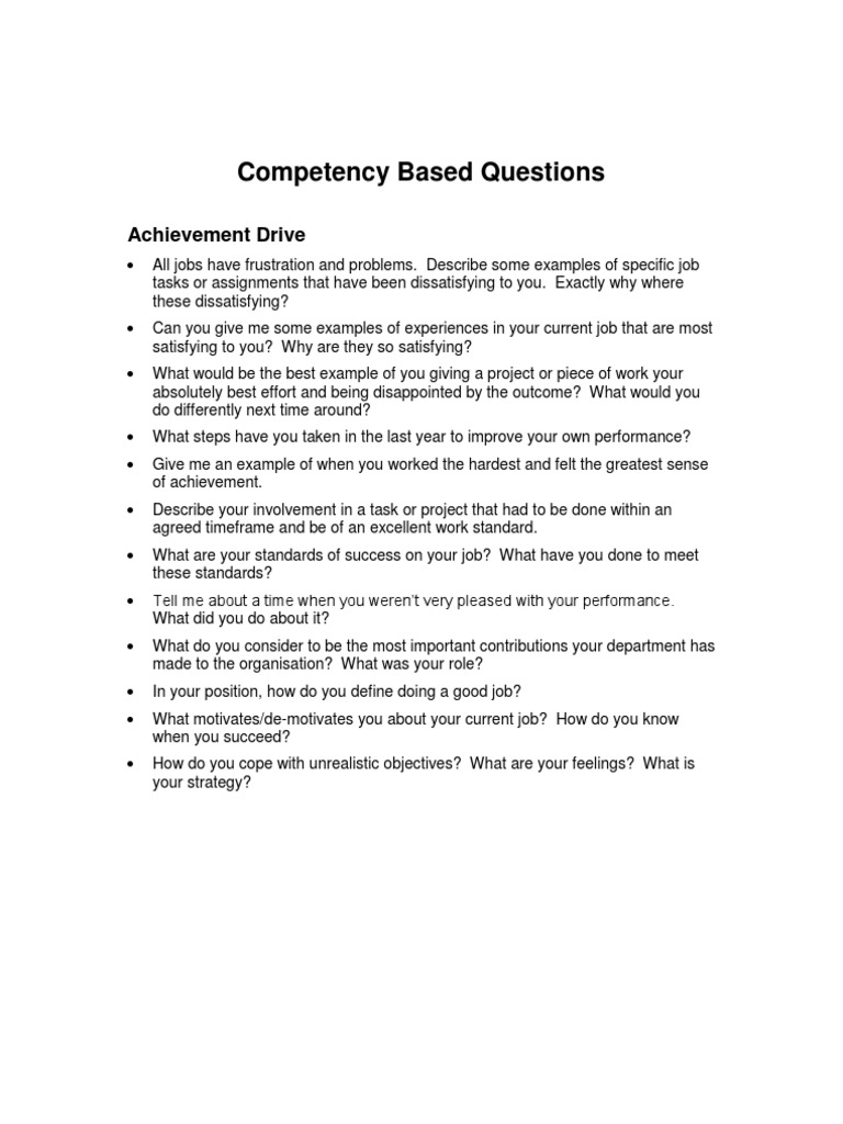 Competency Based Questions-1 | PDF | Career & Growth
