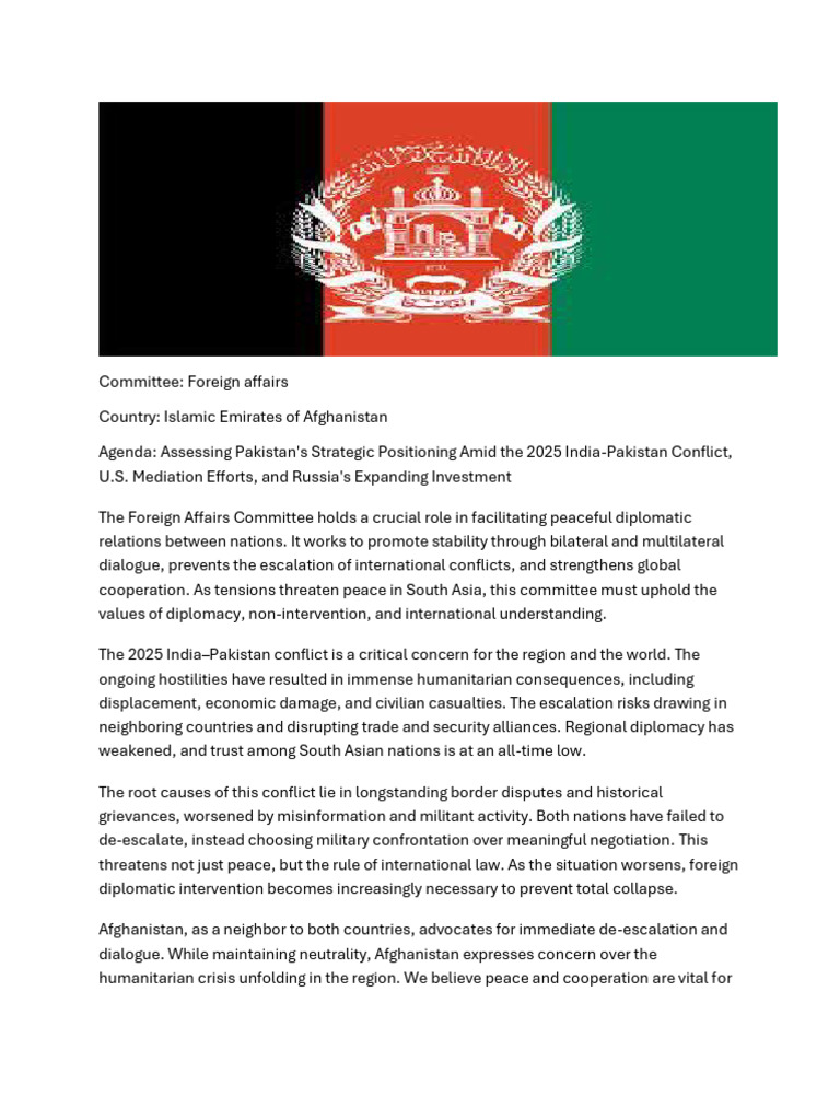 Pakistan's Role in 2025 India-Pakistan Conflict | PDF
