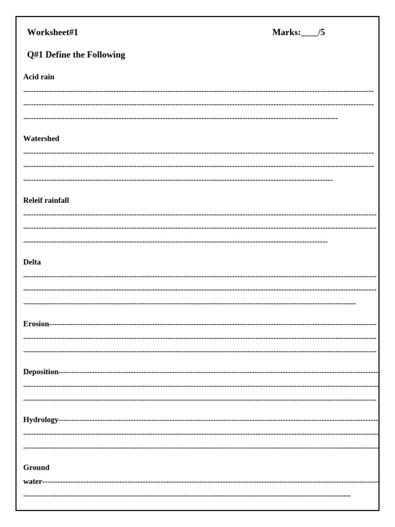 Water Cycle and River Dynamics Worksheet | PDF | River | Aquatic Biomes