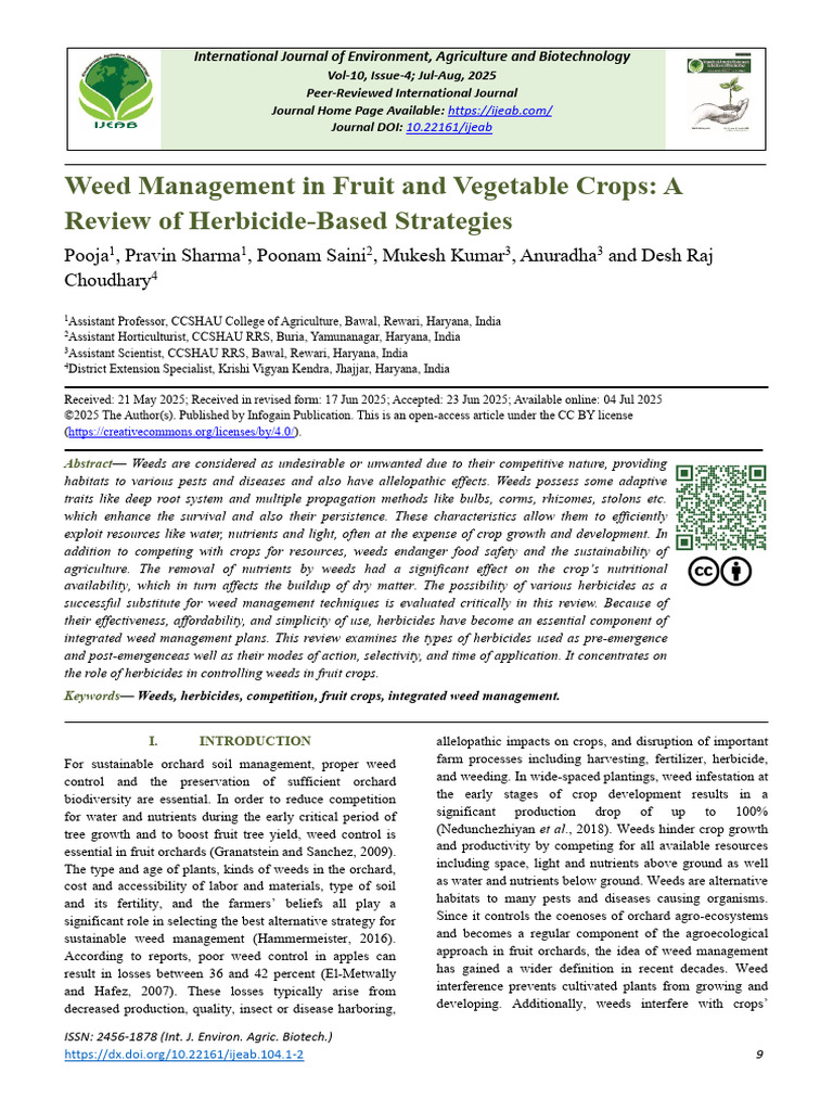 Herbicide Strategies for Vegetable Weeds | PDF | Plant Nutrition | Weed