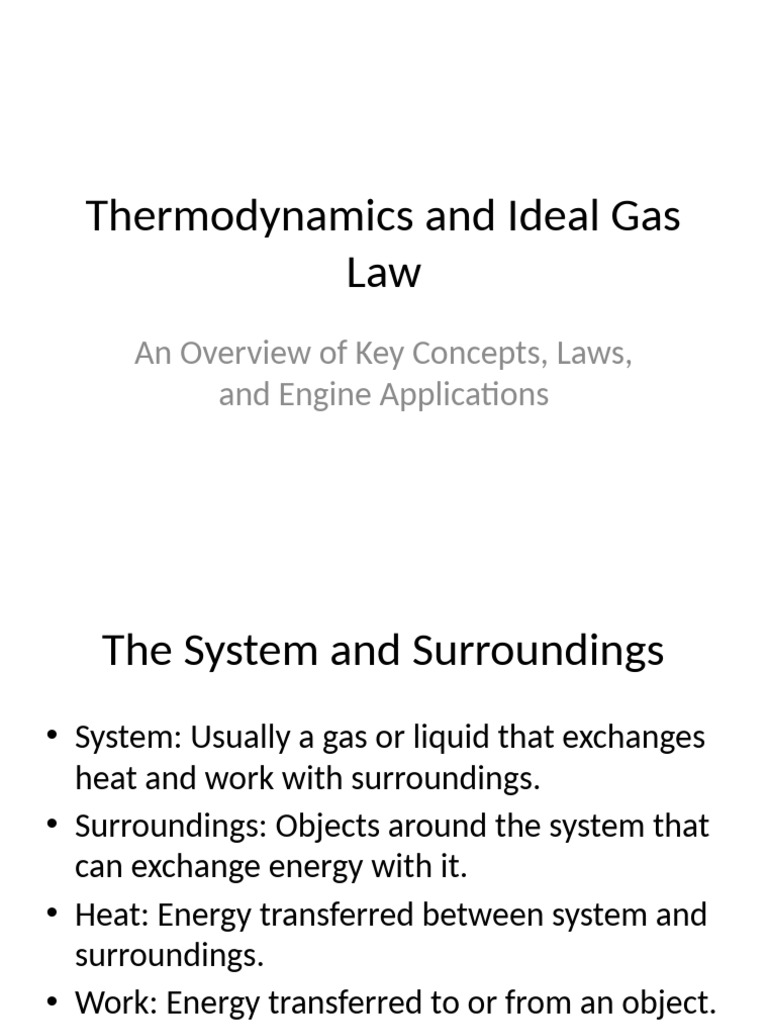 Thermodynamics and Ideal Gas Law Guide | PDF | Heat | Second Law Of ...