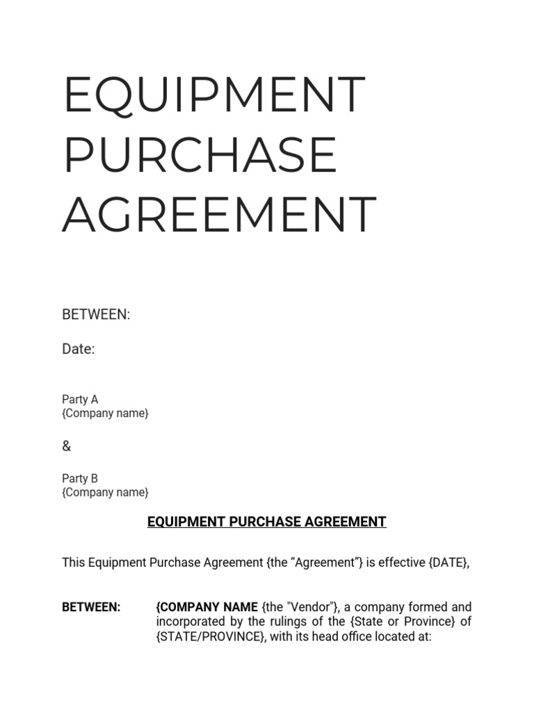 Equipment Purchase Agreement Details | PDF | Arbitration | Civil Law ...