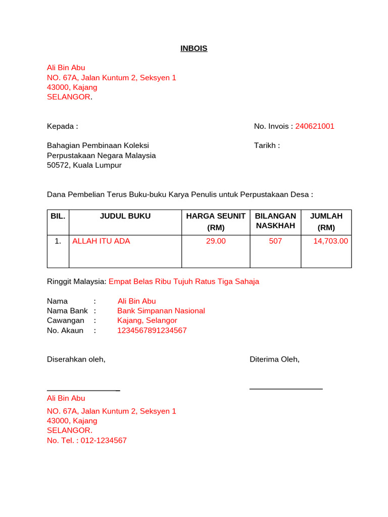 Contoh Invois | PDF