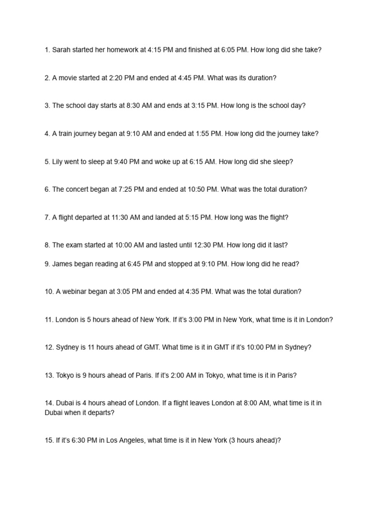 Elapsed Time Practice Worksheets | PDF